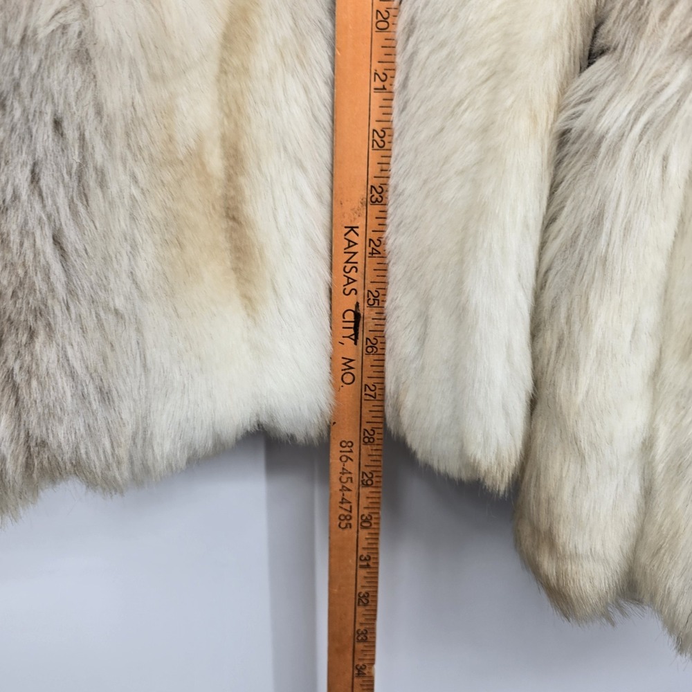 Vintage 80s 90s Faux Fur Jacket Womens 17 18 Cream Tan Fox Pockets Lined Mobwife - Picture 7 of 16